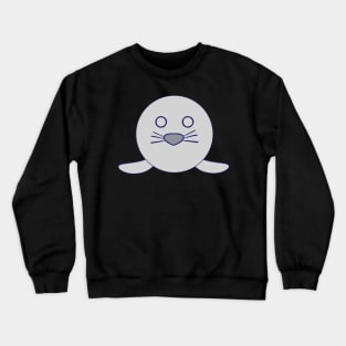 Kawaii Funny Shocked Staring Expression Grey Baby Seal Crewneck Sweatshirt